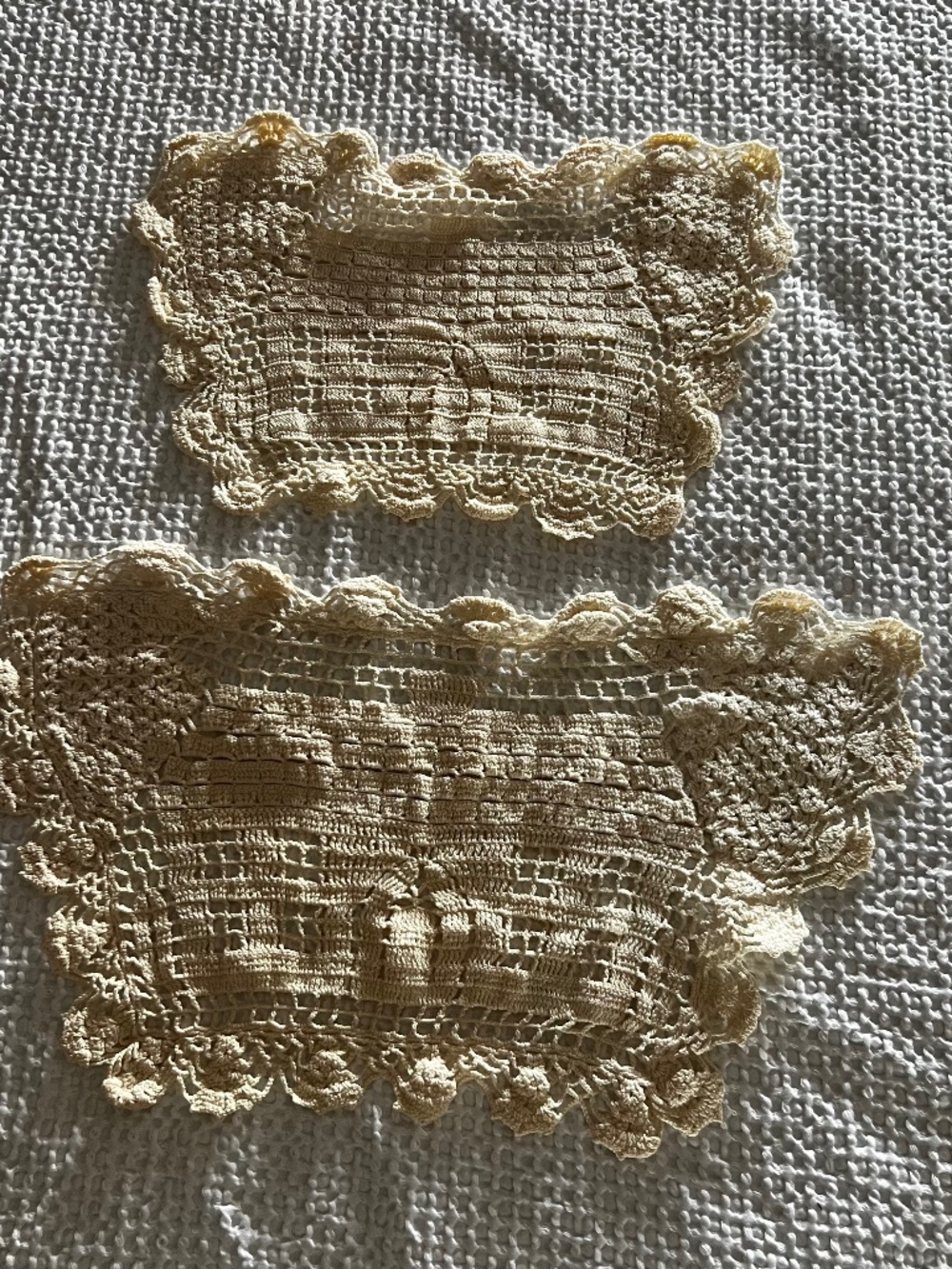 Antique Vintage Crochet Cotton Hand Crafted Doily Set of 2